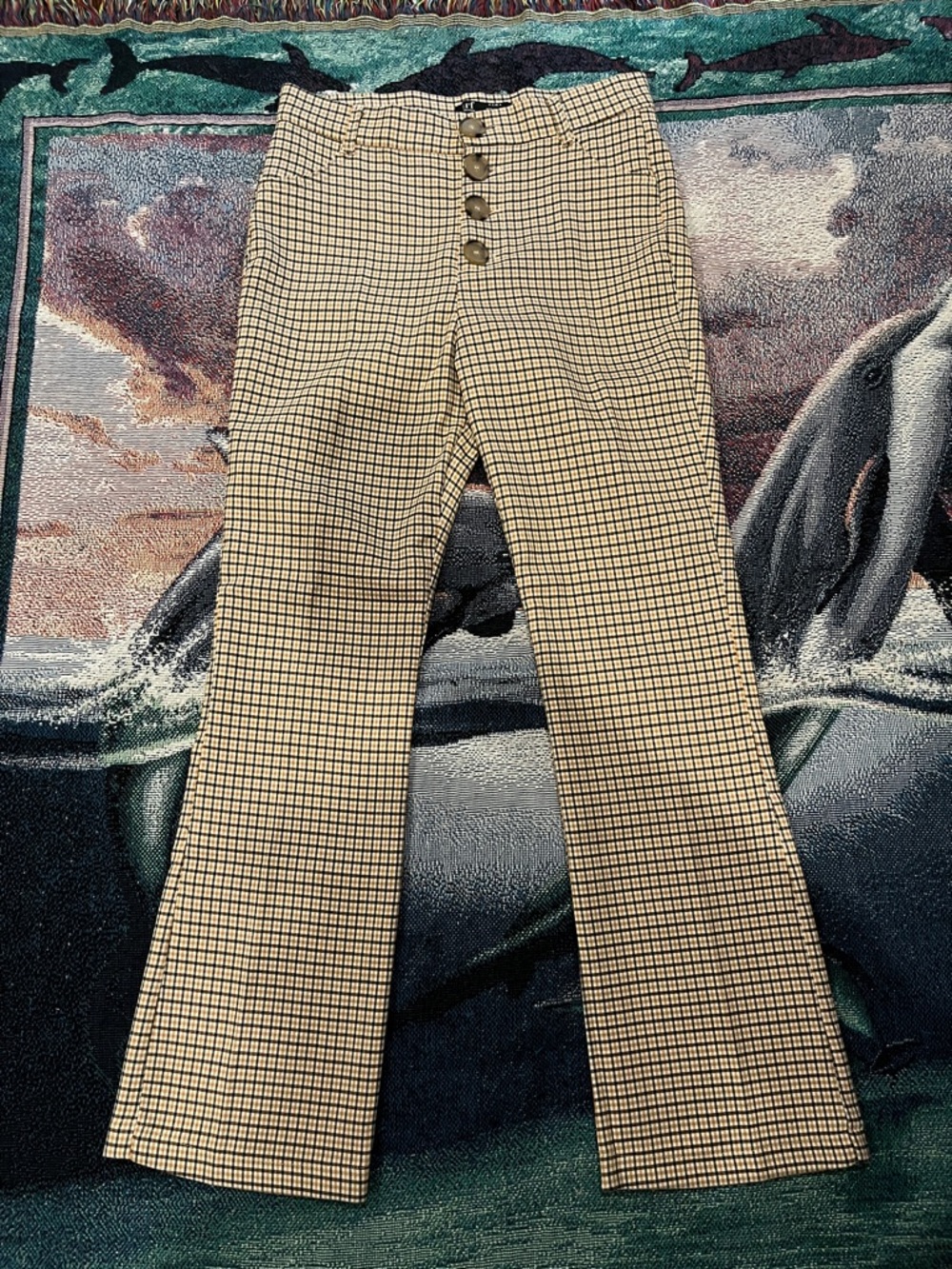 Zara TRF (Trafaluc) collection high-waisted checkered kick-flare